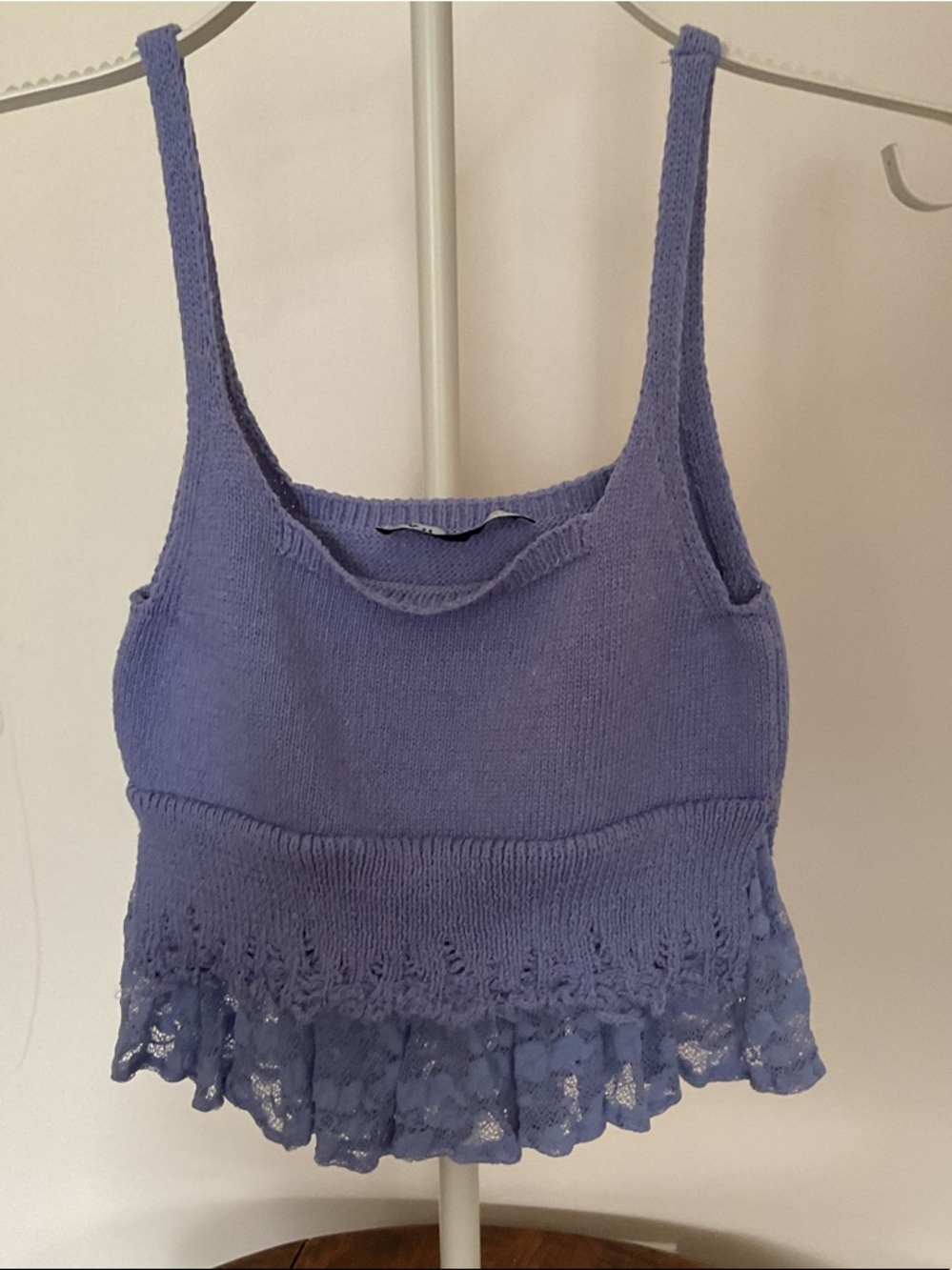 Zara Light Lavender Knit Tank with Tie Straps